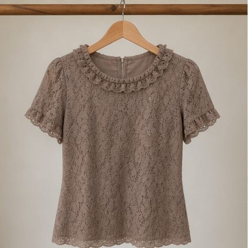 Taupe V Neck Top